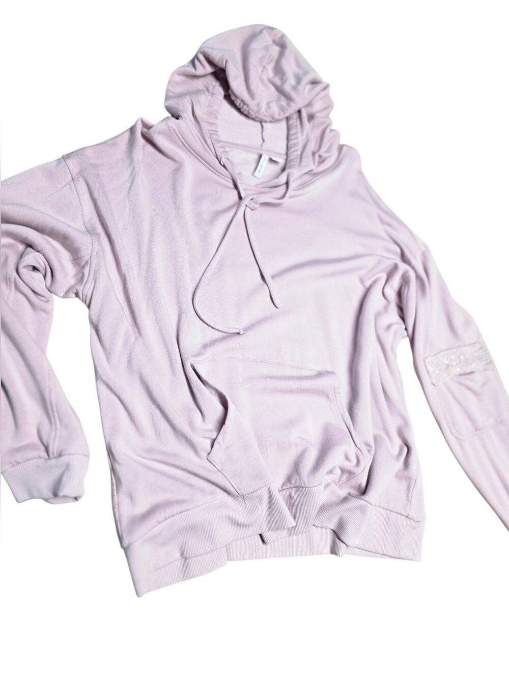 Lilac Hooded Tshirt W Blingy Sequin Arm Pocket XL